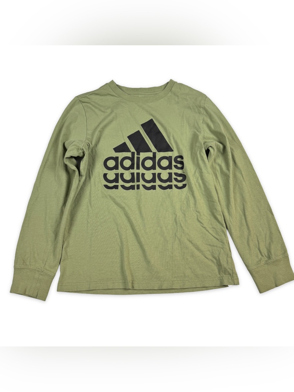 Adidas‎ Long Sleeve Tee Shirt Boys Size 10/12 Green Black Graphics